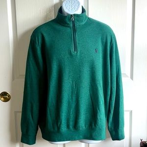 VEUC-LIKE NEW ~ Polo 1/4 Zip Pullover Men’s Medium Green (Jersey Polo SOFT!)